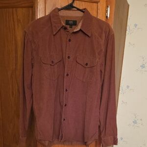 Frye Men's Corduroy Button-Front Shirt in Rust Brown